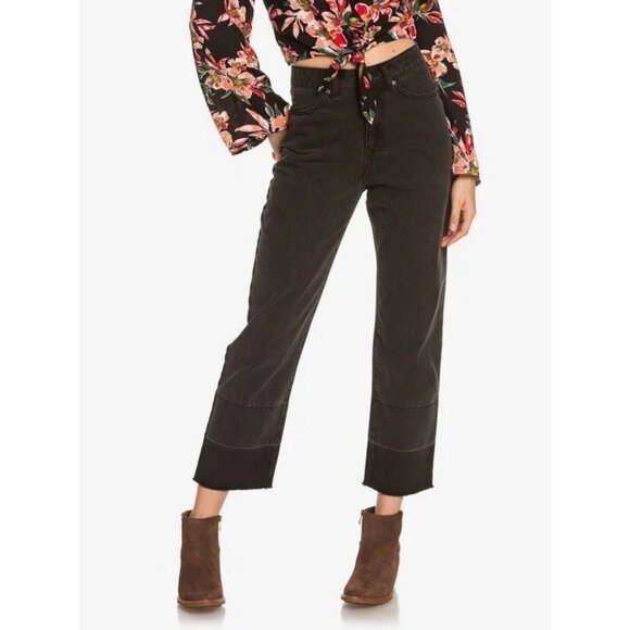 Roxy Women’s Surely Nice High Waist Straight Fit Jeans In Black Size 27 NEW - Picture 1 of 3